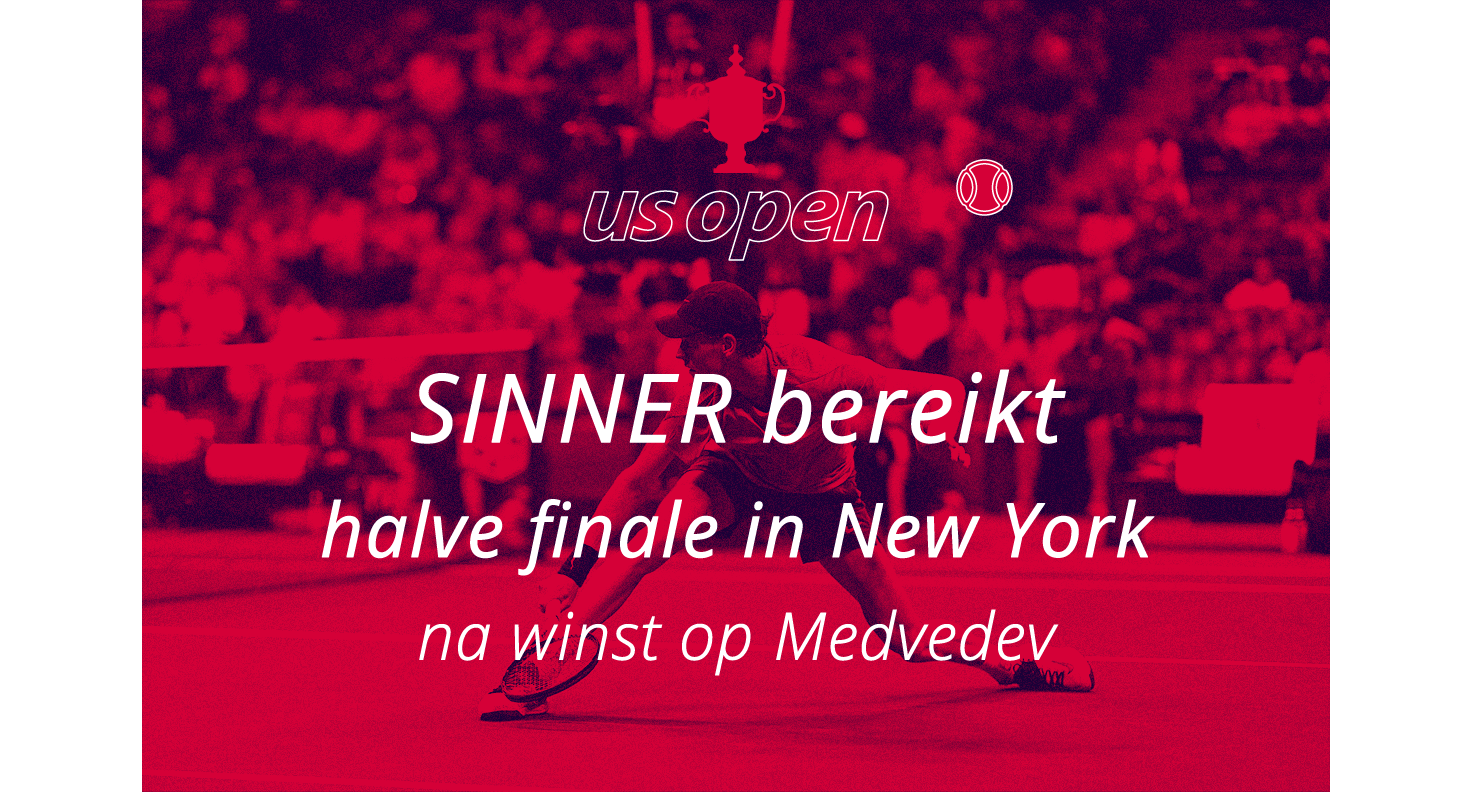 Sinner te sterk voor Medvedev in kwartfinale op US open 2024.